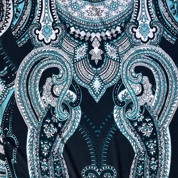 STYLE & CO SLEEVELESS EMBELLISHED ROUND NECK TURQUOISE & BLACK TUNIC SIZE L - Picture 12 of 15